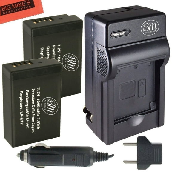 BM Premium 2-Pack of LP-E17 Batteries and Battery Charger for Canon EOS M3, EOS M5, EOS Rebel T6i, Rebel T6s, EOS 750D, EOS 760D, EOS 8000D, KISS X8i Digital SLR Camera