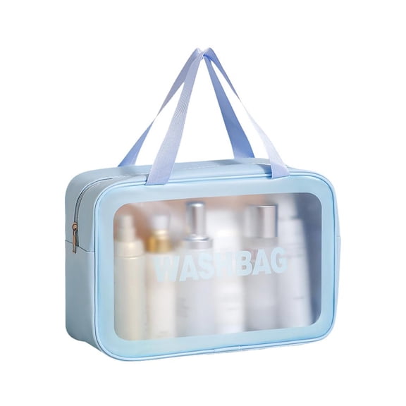 PVC Cosmetic Toiletry Bag for Travel with Large Capacity, Compartments, and Portable Design