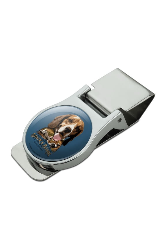 Stock and Barrel Outfitters Beagle Dog Rabbit Hunting Satin Chrome Plated Metal Money Clip