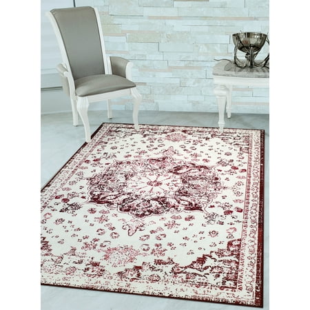 Medallion Persian Rug Woven Trends LaCasa 048 Vintage Medallion Traditional Oriental Persian Area Rug with Non-Slip/Skid Rubber Back Carpet ()