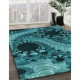 thumbnail image 3 of Ahgly Company Machine Washable Indoor Square Transitional Dark Turquoise Green Area Rugs, 5' Square, 3 of 7