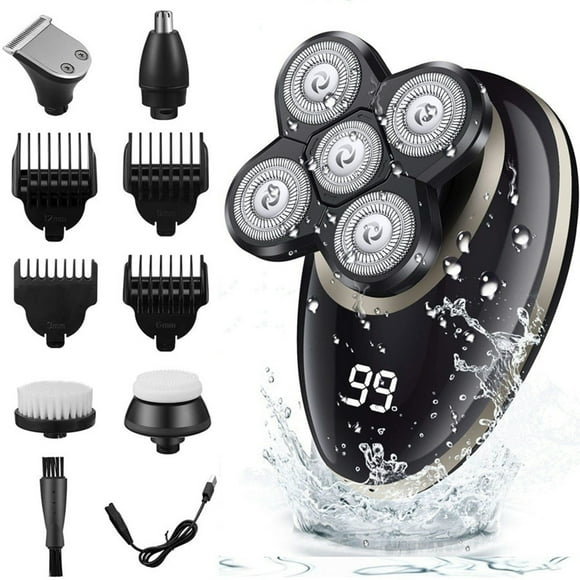 RAYCO 5 in 1 Cordless Rotary Razor Waterproof Shaver for Men, with LED Display Bald Head Beard Trimmer Grooming Kit