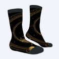 thumbnail image 2 of Four Seasons Universal Socks - 2 Pairs of Unisex Trendy Socks with Black & Gold Floral Design Sunflower & Celestial Patterns, 2 of 5