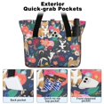 thumbnail image 2 of Tote Bag for Women - Shiba Inu and Flowers Shoulder Bag - Large Utility Work Duffle Bag with Zipper Handbag for Travel, Work, Sprots, 2 of 5