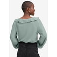 thumbnail image 2 of ellos Women's Plus Size Knit Top With Ruffled V-Neck - 30/32, Grey Spruce, 2 of 2