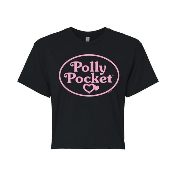 Polly Pocket - Polly Pocket Pink Logo - Juniors Cropped Cotton Blend T-Shirt