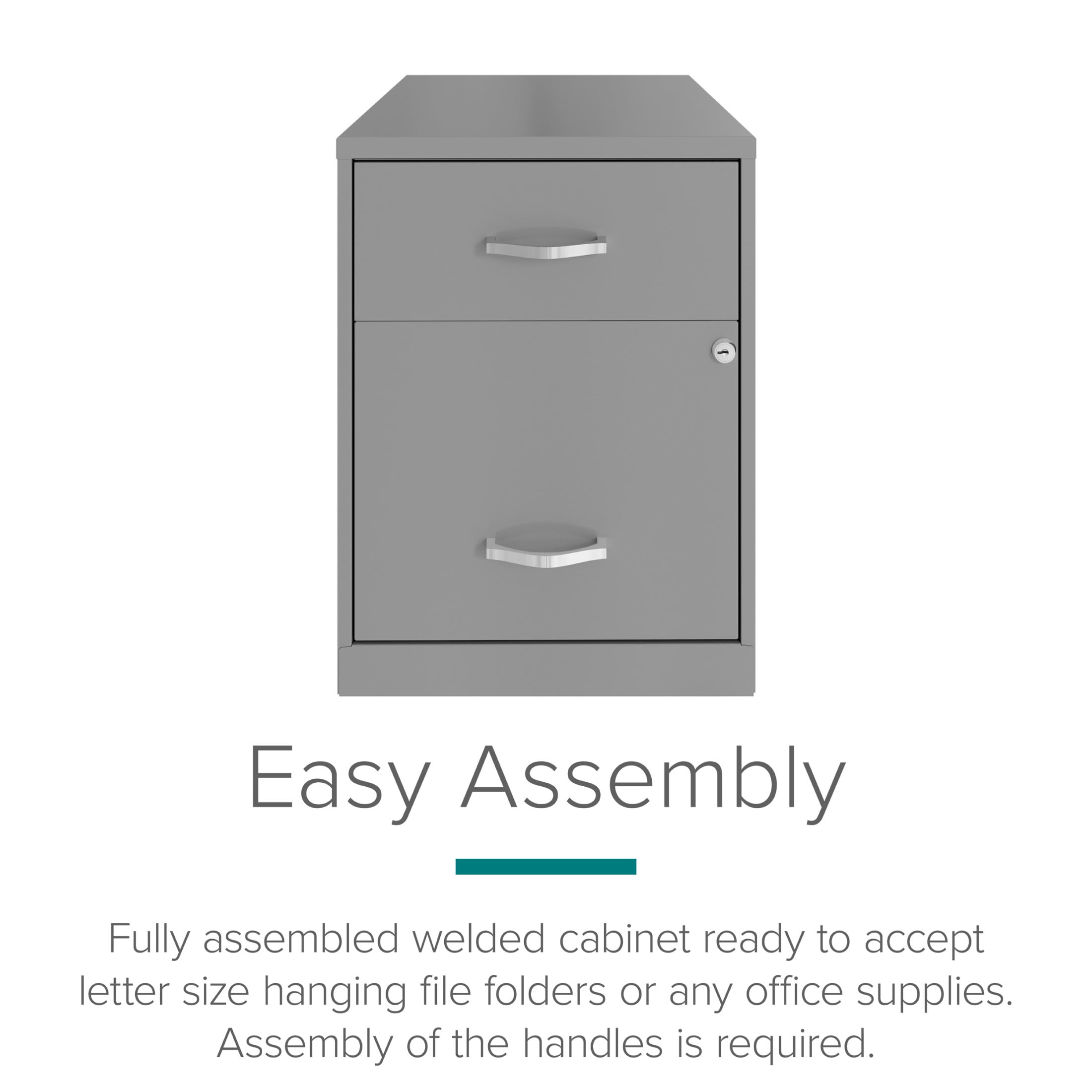 Space Solutions 18" Deep 2 Drawer Letter Width Vertical File Cabinet with Accessory Drawer, Silver