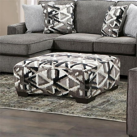 Furniture of America Mufee Fabric Upholstered Ottoman in Multi-Color
