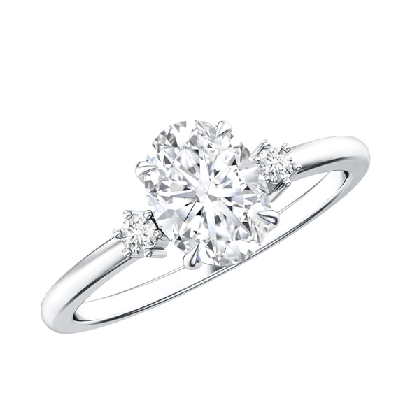 Rosec Jewels Moissanite 1 Carat Engagement Ring in Silver - D-VS1 Quality Certified Moissanite Oval Ring - Ready to Gift for Mom, US 5.00