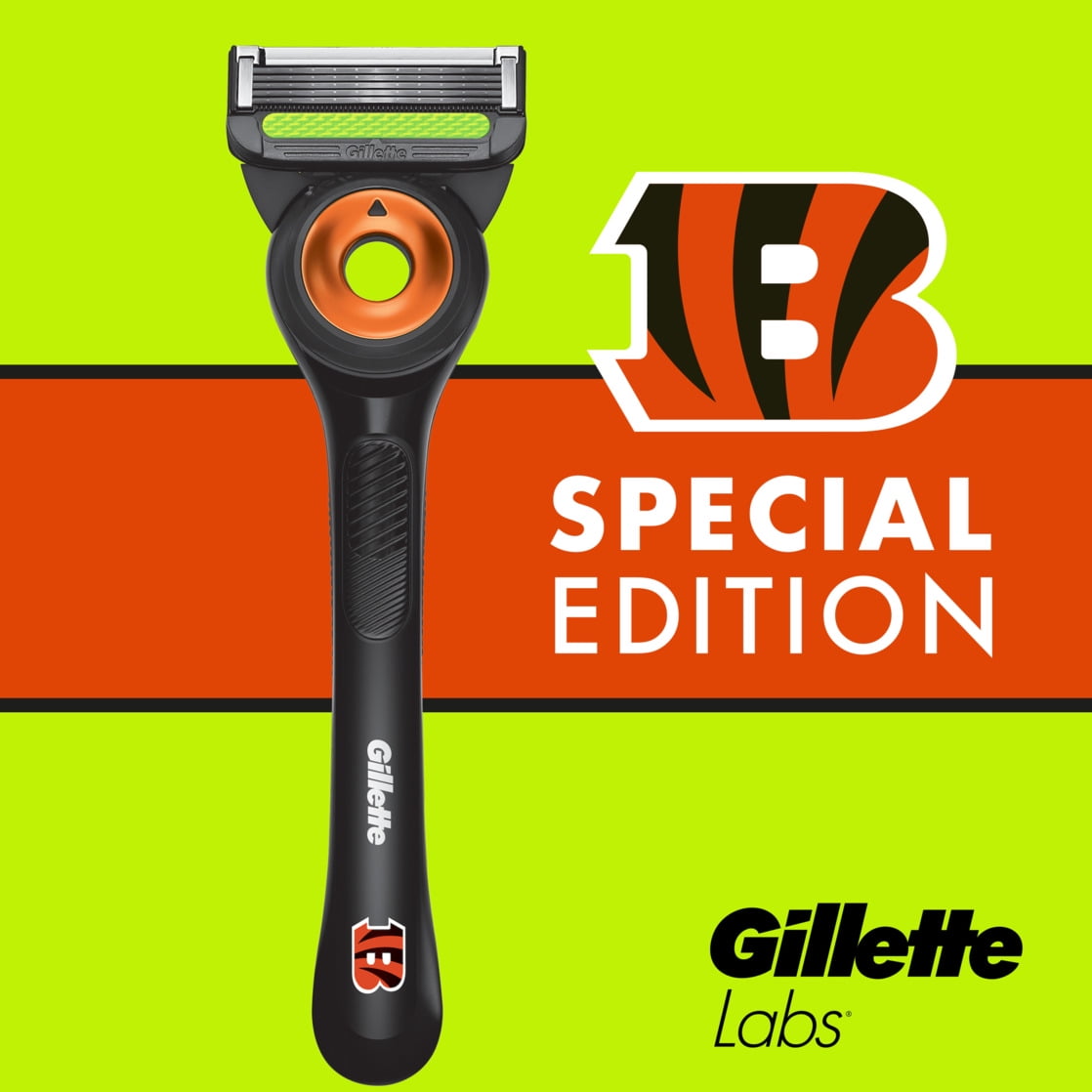 Gillette Labs Official Bengals Licensed Razor for Men, 1 Handle, 1 Blade Refill