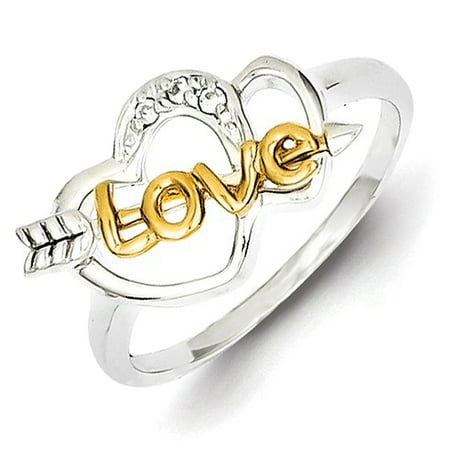 Quartz Vermeil Ring - Sterling Silver & Vermeil CZ Love & Hearts Ring
