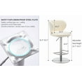 thumbnail image 4 of Titanium Stainless Steel Swivel Bar Stool, Modern White Leather Adjustable Height Kitchen Counter Chair with Backrest & Footrest, BIFMA Certified Gaslift, 1pc, 4 of 5