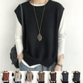 thumbnail image 6 of BUYISI Womens Knitted Vest Solid Color Loose Round Neck Irregular Hem Pullover Apricot L, 6 of 9