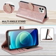 thumbnail image 6 of Compatible with iPhone 12 Pro Max Wallet Case Women Leather Flip with Wrist Strap Kickstand Magnetic Shockproof with Card Holder Protective Case for iPhone 12 Pro Max Life Tree Rose Gold, 6 of 7