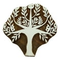 thumbnail image 1 of Bloc d'Impression en Bois Sculpté à la Main Motif Arbre Textile, 1 of 3