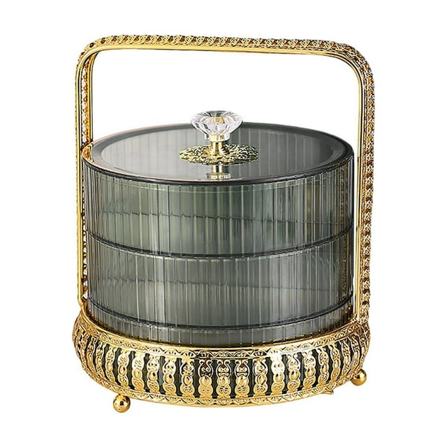GUOOL Cake Stand with Clear Acrylic Dome Lid Multifunctional Cupcake Stand with Handle Green 3 Layer