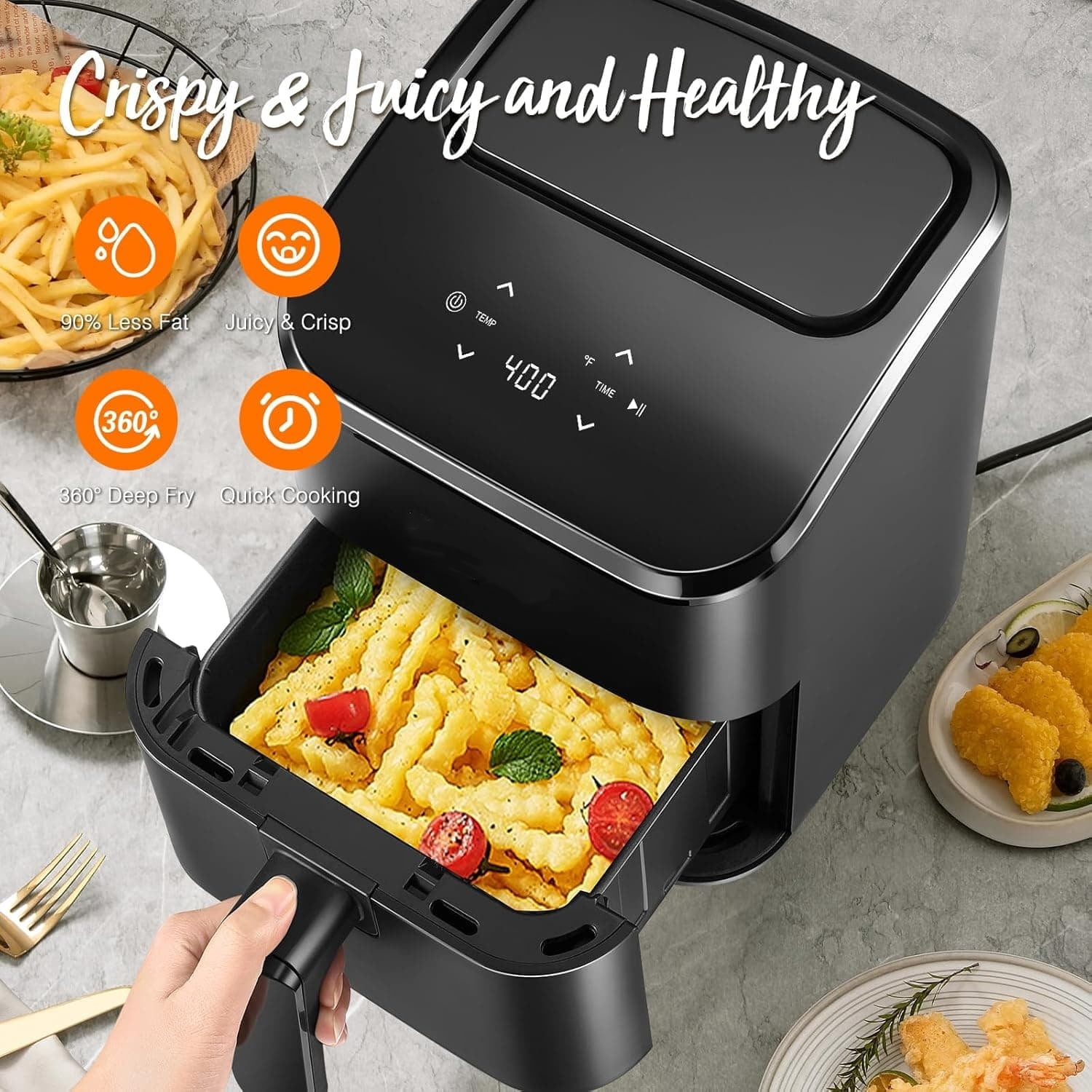Air Fryer 3 Qt, Small Airfryer Digital Space Saving Compact, Bake, Reheat, Roasts for Quick Easy Meals, Mini Compact & Quiet, Nonstick & Dishwasher Safe Basket (Black)
