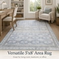thumbnail image 7 of Washable Silver Sage Area Rug 5x8ft, Non Slip Low Pile Vintage Medallion Rug for Living Room Bedroom, 7 of 7
