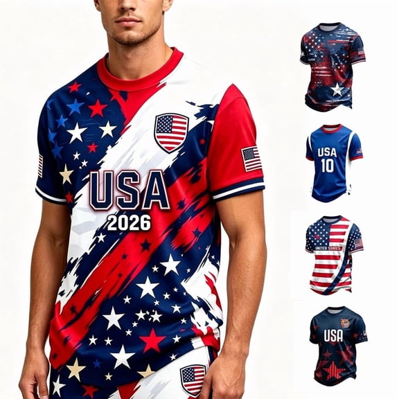Men’s Short Sleeve T Shirts Summer Patriotic Graphic Tee for Sports Daily Outings