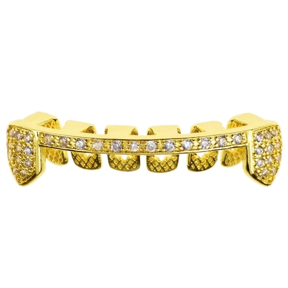 14k Gold Plated Grillz Bling CZ Cubic Zirconia Bottom Teeth Lower Slim Hip Hop Half Grills
