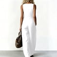 thumbnail image 4 of JULMCOMO Jumpsuits for Women Deep V Neck Button Front Sleeveless Summer Jumpsuits Wide Leg Casual Baggy Outfits with Pockets White XXL, 4 of 5