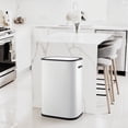 thumbnail image 1 of Ourlova 13 Gallon / 50 Liter Motion Sensor Trash Can, Smart Trash Can with Lid, Rectangular Automatic Garbage Can with Handle, Touchless Trash Bin for Kitchen Office Living Room Bathroom, White, 1 of 6