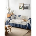 thumbnail image 3 of Navy Blue Coastal Couch Cover for 2 Cushion Sofa, Ocean Nautical Starfish Coral Striped Washable Loveseat Sofa Covers Slipcover for Sectional Sofas L-Shaped, Couch Throw Cover 71"x118", 3 of 9