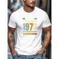 thumbnail image 2 of Men's 1972 Vintage Short Sleeve T-Shirt - Soft Round Neck Casual Tee with Classic 1972 Print, Solid Color Base & Digital Technology Design (Machine Washable) - Retro Style for Casual Attire, 2 of 10