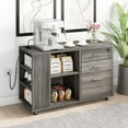 thumbnail image 3 of Dextrus Mobile Wood Lateral File Cabinet W/ Charging Station and Lock Printer Stand, 3 of 14