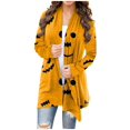 thumbnail image 1 of Cardigan Léger à Manches Longues pour Femmes Halloween Mignon Drôle Citrouille Chat Noir Graphique, 1 of 6
