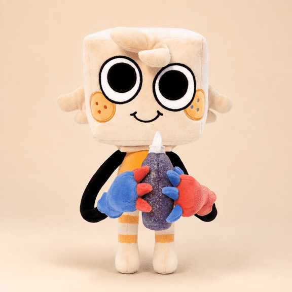 Goob Deluxe Plush, 14 Inch Character Plush Doll with Posable Arms Legs, Magnetic Hands & Glitter Glue Accessory, Soft Collectible Plushie for Desk Shelf Room Decor Gift