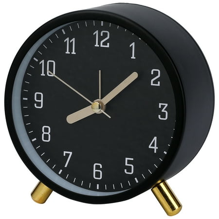 REGALWOVEN Desk Mechanical Alarm Clock, Minimalist Metal Frame, with Bracket, Non-Tick, Perfect for Study/Office Black 4.3L x 2.2W x 4.5H