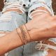 thumbnail image 3 of Pulseras de cuentas para mujer, juego de pulseras elásticas con cuentas para mujer, pulsera ajustable de plata de ley/chapada en oro de 14 quilates, joyería para mujer de moda, 3 of 5