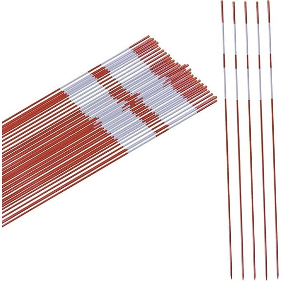 BESEA 48 Inch Driveway Markers 50 Pack Highly Reflective Snow Stakes Driveway Reflectors Garden Stakes with Two Reflective Tapes for high Visibility at Night