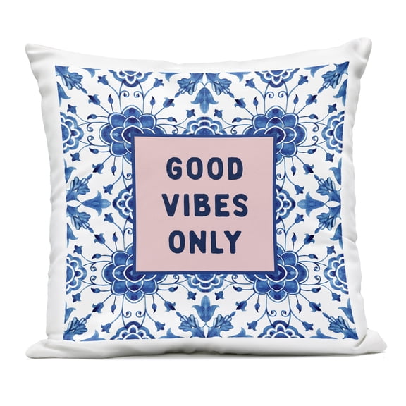 Stupell Industries Good Vibes Only Boho Outdoor Printed Pillow design by Lettered and Lined, 18 x 7 x 18