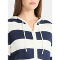 thumbnail image 4 of No Boundaries Zip-Up Striped Hoodie Jacket, Women's, 4 of 5