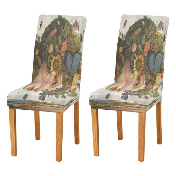 BZSMCE Chairs Slipcovers Dining Chair Covers Girl with Flower Plants Patterns Creative Pattern
