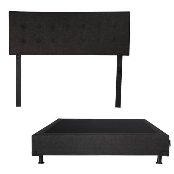 Box Base Cama Queen Size DICASA Cabecera Bilbao Negro