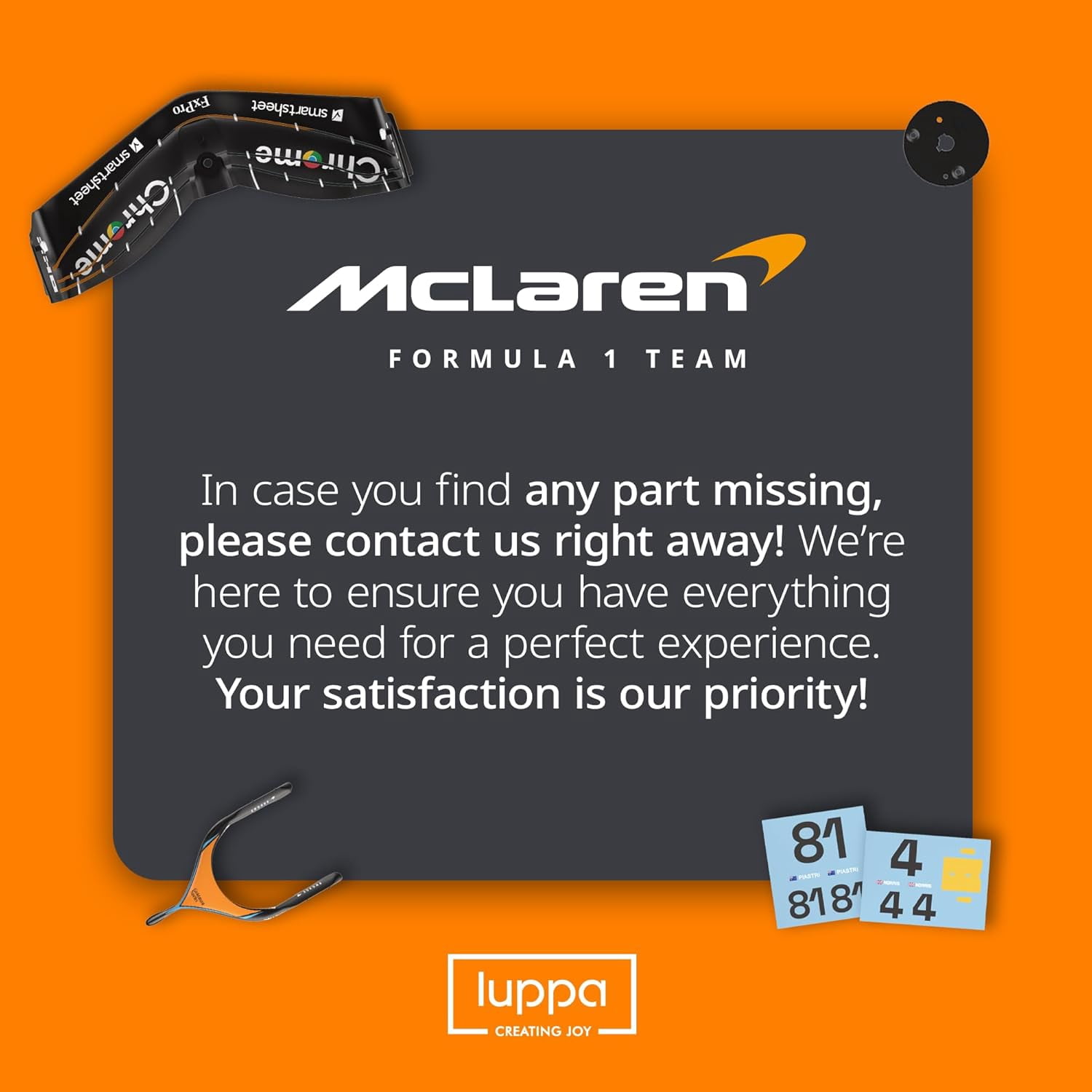 Formula 1 MCL60 Model kit - 1:18 Scale Racing F1 MCL60 Model Inspired by Lando Norris & Oscar Piastri l Building kit, Collectible diecast, 140 Pieces