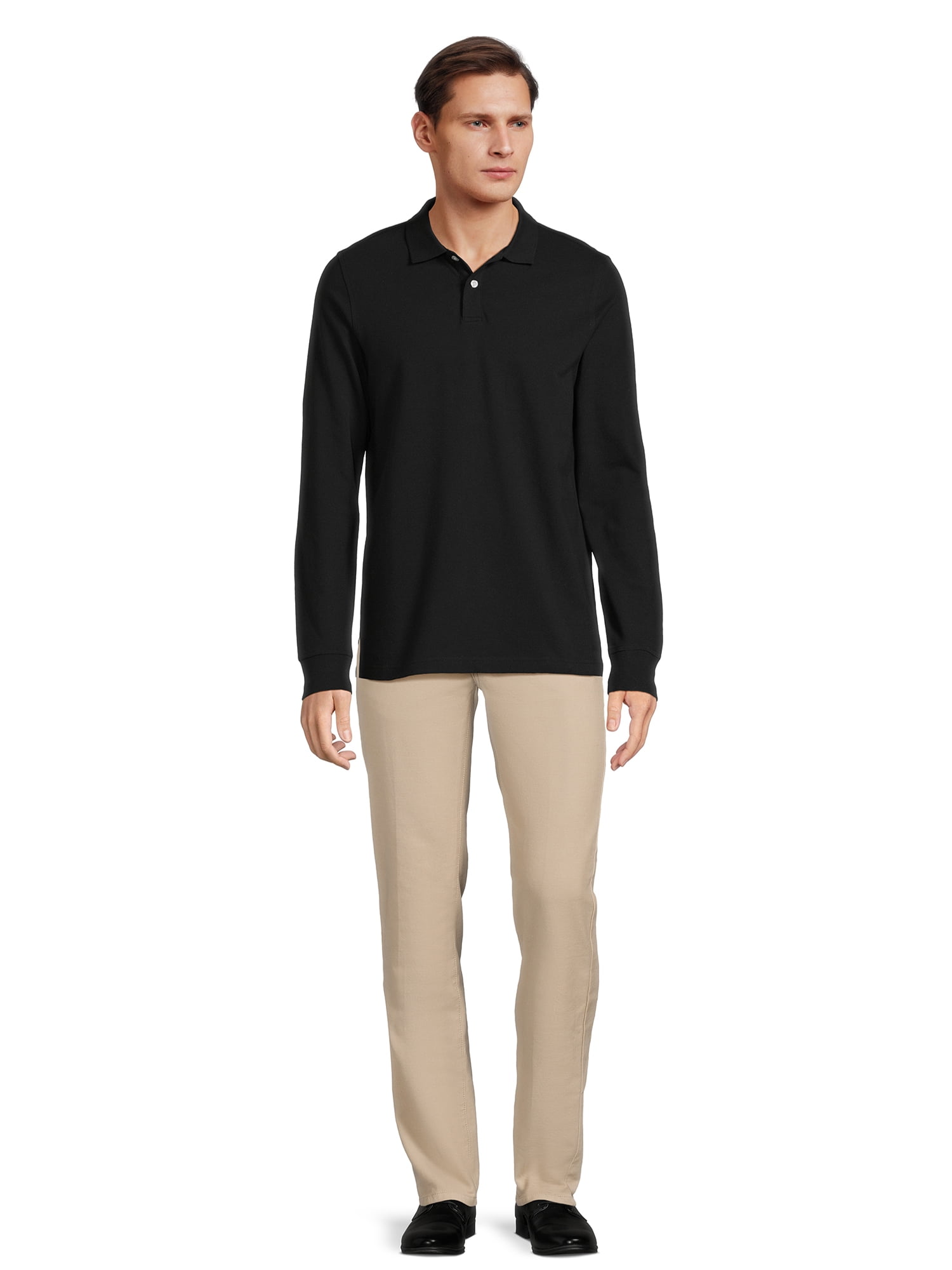 George Men's Pique Polo Shirt with Long Sleeves, Sizes S-3XL