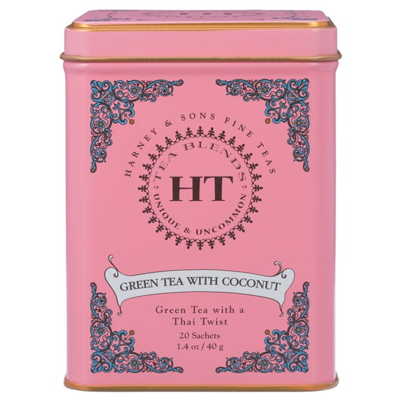 Harney & Sons, Green Tea Bags, Green Tea with Coconut, 1.4 oz, 20 Count
