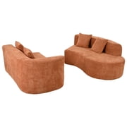 Harper & Bright Designs Modern Curved Floor Sofa Set, Modular Sectional Sponge Couch for Living Room, 2 PC Free Combination No Assembly Foam-Filled Sofa, Orange