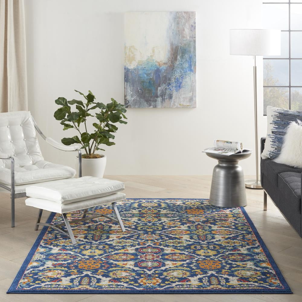 Nourison Allur Bohemian Navy/Multicolor 3' x 5' Area Rug, (3x5)