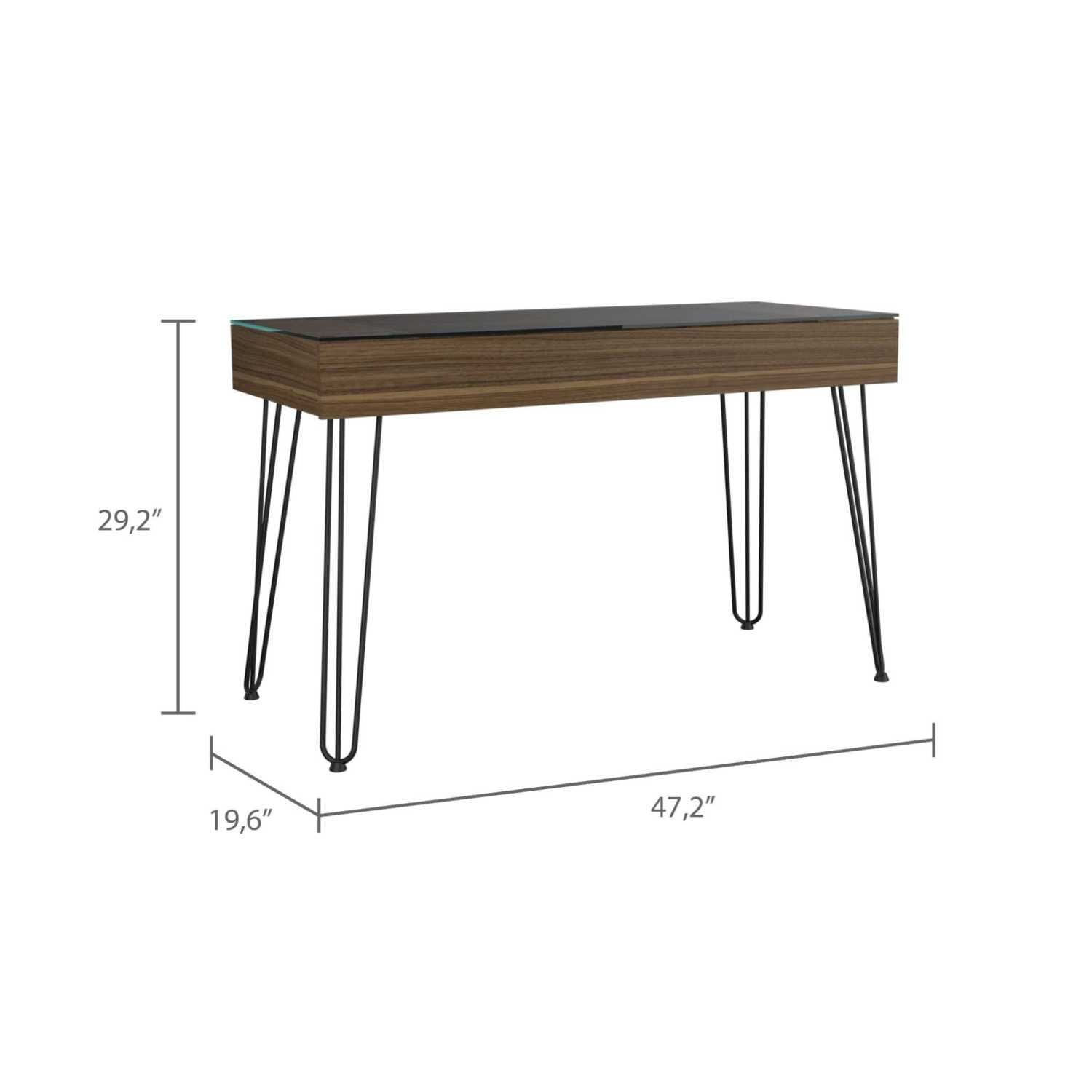 Asteroutdoor Mahogany 1-Drawer Rectangle Writing Desk with Hairpin Legs