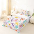 thumbnail image 3 of Manfei Funny Cat Kitten Twin Sheets, Cute Floral Blossom Bedding, White Pink, 3pcs, 1 Flat Sheet, 1 Fitted Sheet and 1 Pillowcase, 3 of 6
