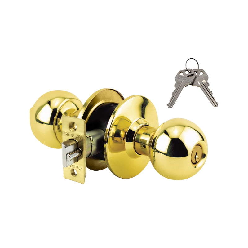 Lot of 6 Brass Finish Grade 3 Keyed Storeroom Door Knob With 12 KW1 Keys - Boxed Keyed Alike