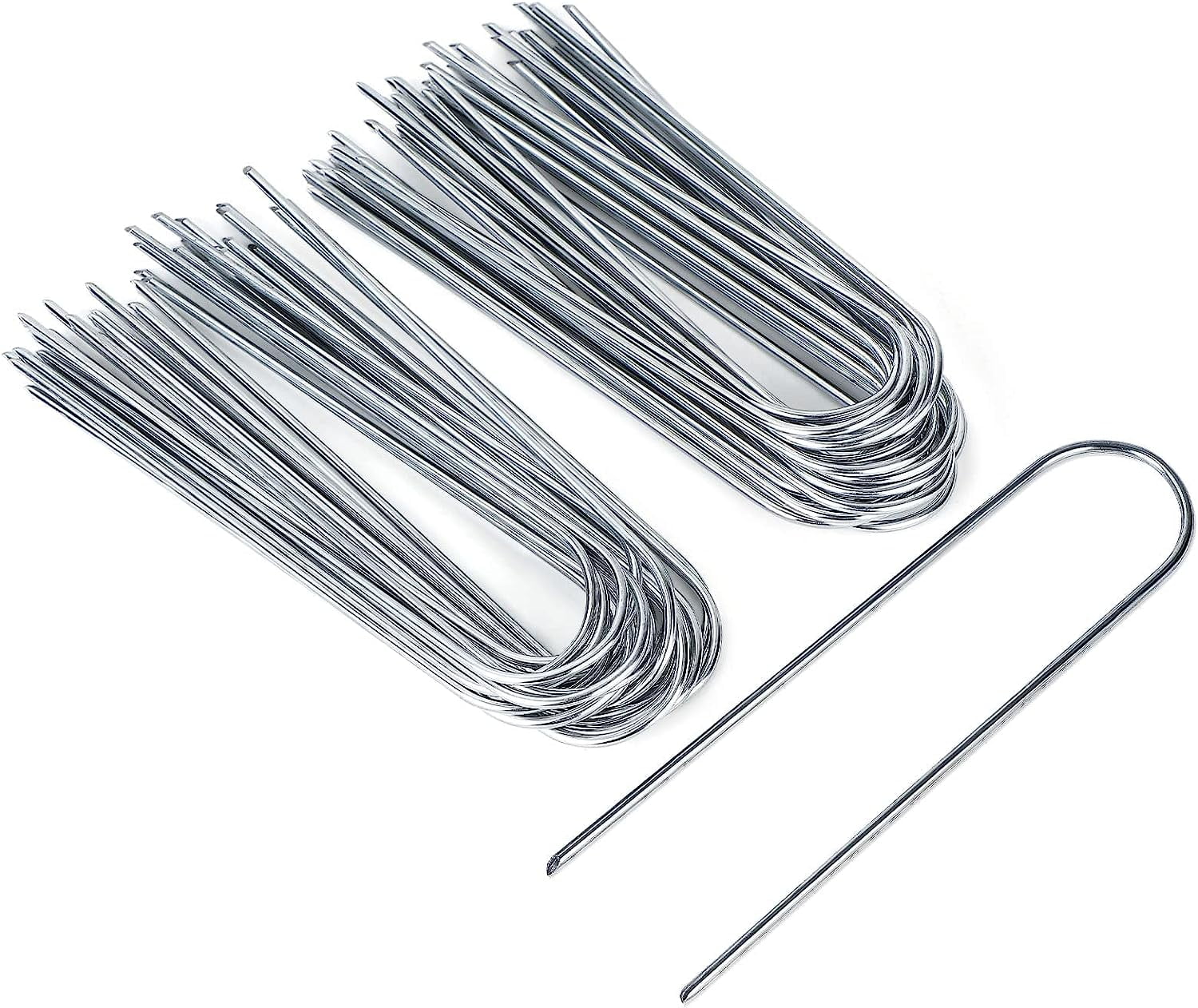 50 Packs 6 Inches Heavy Duty 11 Gauge Galvanized Steel Garden Stakes U