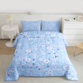thumbnail image 2 of Homewish Cartoon Sakura Floral Queen Comforter Set,Rustic Flower Bedding Sets,Blue White Bedding Comforter Set For Girls Kids,Breathable Home Decor Reversible,3 Pieces, 2 of 8