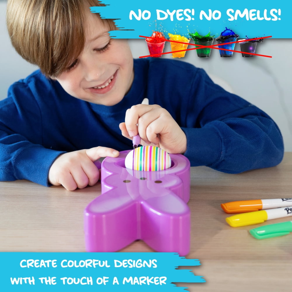 The Eggmazing Egg Decorator - Peeps Bunny - Arts and Craft Set Includes 6 Colorful Quick Drying, Non-Toxic Markers - Purple