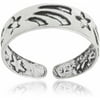 Women's Sterling Silver Adjustable Oxidized Star Fashion Toe Ring